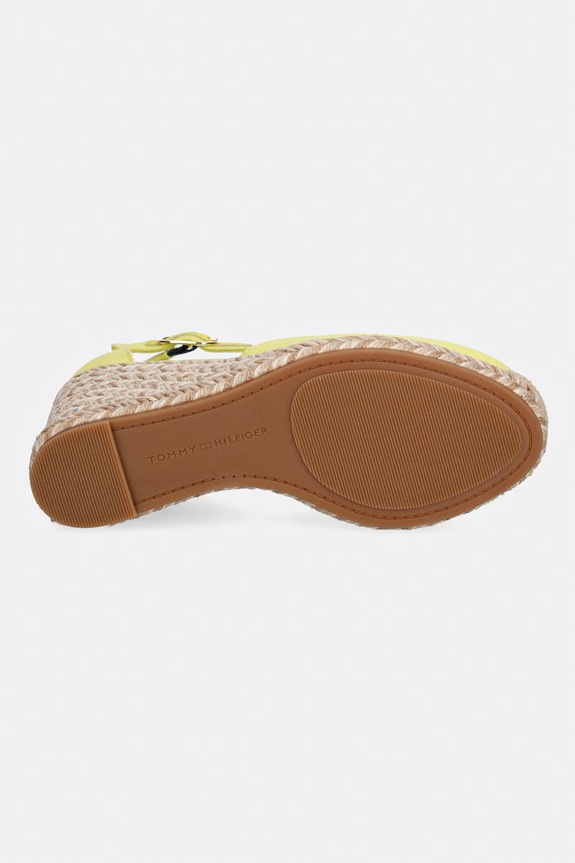 Tommy Hilfiger espadryle na koturnie damskie FLAG HIGH WEDGE ESPAD CLOSED TOE FW0FW09225 żółty