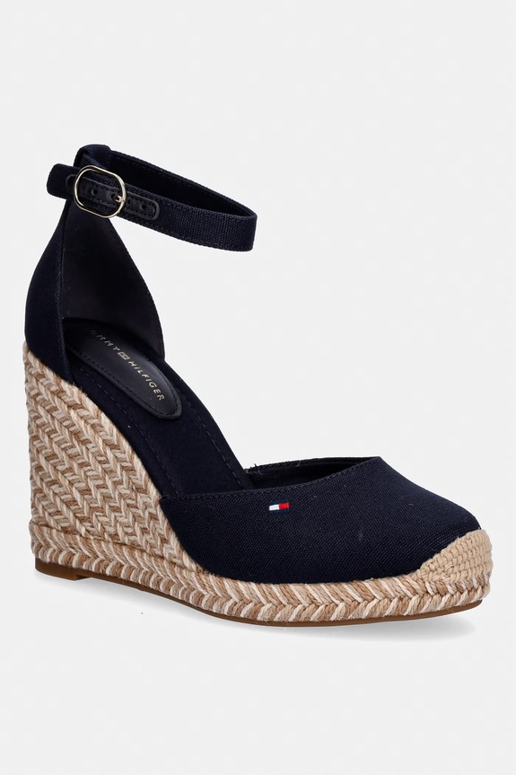 Tommy Hilfiger espadrilky na platforme dámske FLAG HIGH WEDGE ESPAD CLOSED TOE tmavomodrá FW0FW09225