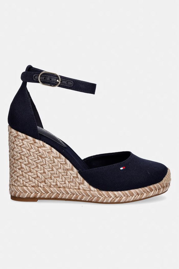 Tommy Hilfiger espadrilky na platforme dámske FLAG HIGH WEDGE ESPAD CLOSED TOE FW0FW09225 tmavomodrá SS26