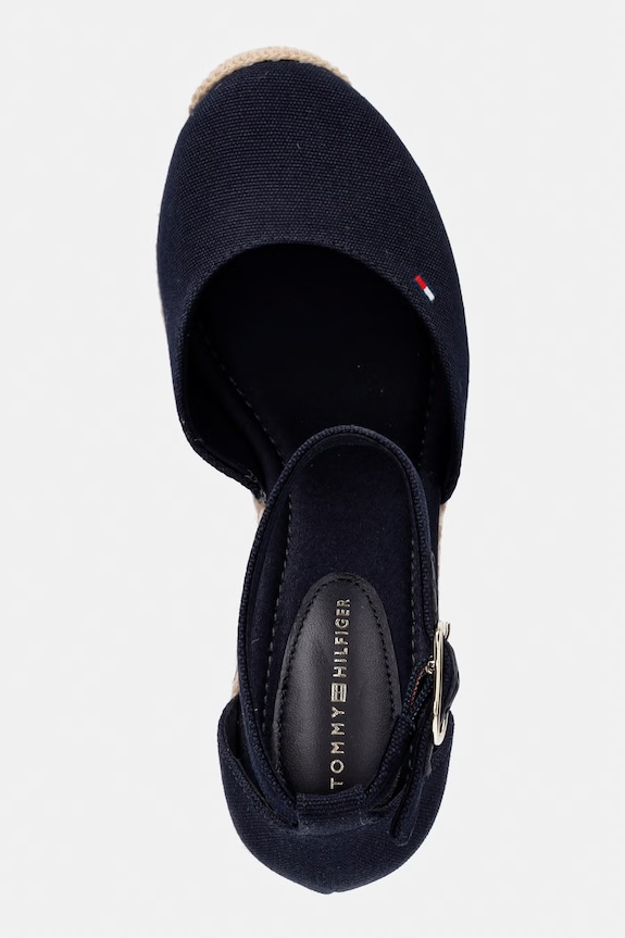 Tommy Hilfiger espadrilky na platforme dámske FLAG HIGH WEDGE ESPAD CLOSED TOE tmavomodrá FW0FW09225
