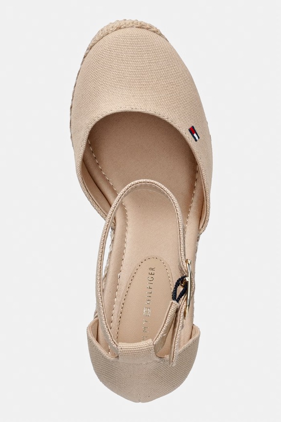 Tommy Hilfiger εσπαντρίγιες σε σφήνα γυναικεία FLAG HIGH WEDGE ESPAD CLOSED TOE μπεζ FW0FW09225