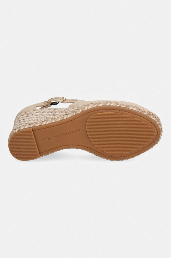 Tommy Hilfiger εσπαντρίγιες σε σφήνα γυναικεία FLAG HIGH WEDGE ESPAD CLOSED TOE FW0FW09225 μπεζ
