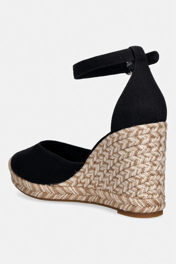 Încălțăminte Tommy Hilfiger espadrile wedges pentru femei FLAG HIGH WEDGE ESPAD CLOSED TOE FW0FW09225 negru
