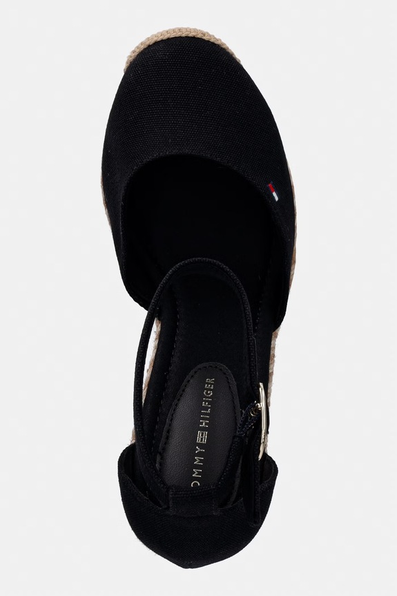 Tommy Hilfiger espadrile wedges pentru femei FLAG HIGH WEDGE ESPAD CLOSED TOE negru FW0FW09225