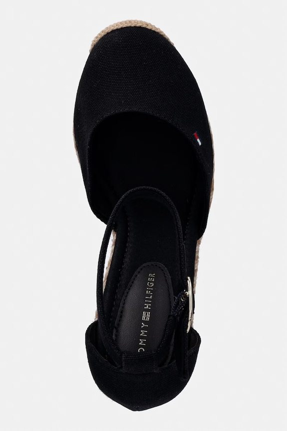 Tommy Hilfiger espadrile wedges pentru femei FLAG HIGH WEDGE ESPAD CLOSED TOE negru FW0FW09225