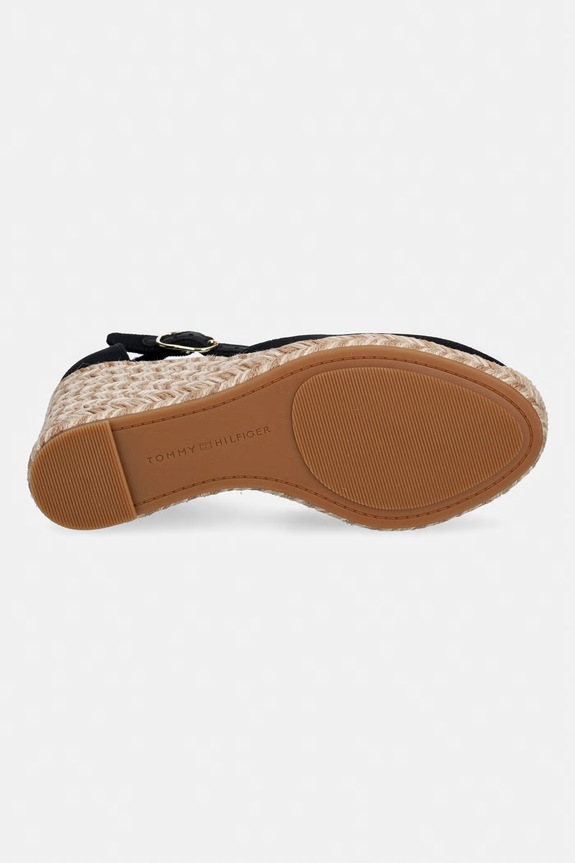 Tommy Hilfiger espadrile wedges pentru femei FLAG HIGH WEDGE ESPAD CLOSED TOE FW0FW09225 negru