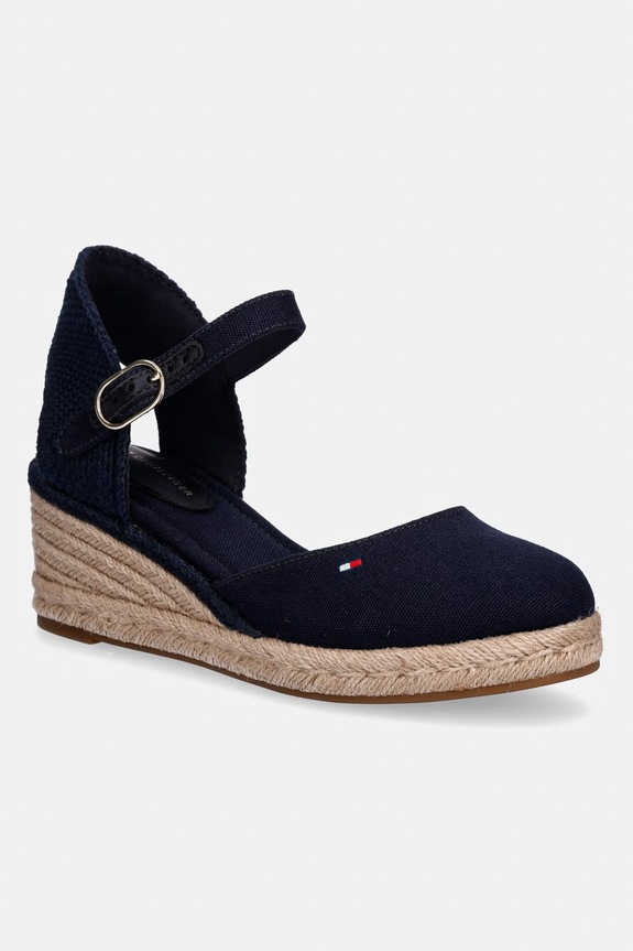 Tommy Hilfiger espadryle damskie MID WEDGE ESPAD CLOSED TOE granatowy FW0FW09233