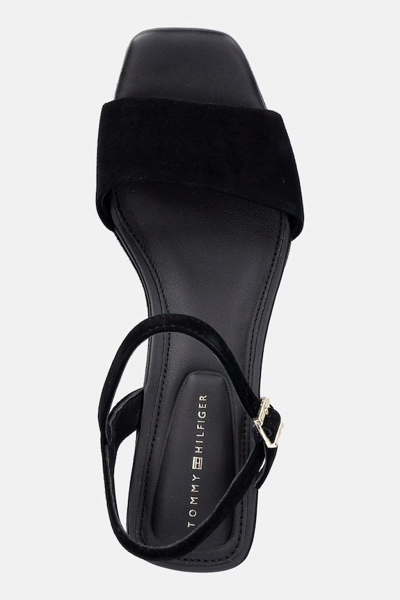 Tommy Hilfiger sandały na koturnie zamszowe SUEDE WRAPPED MID WEDGE czarny FW0FW09235
