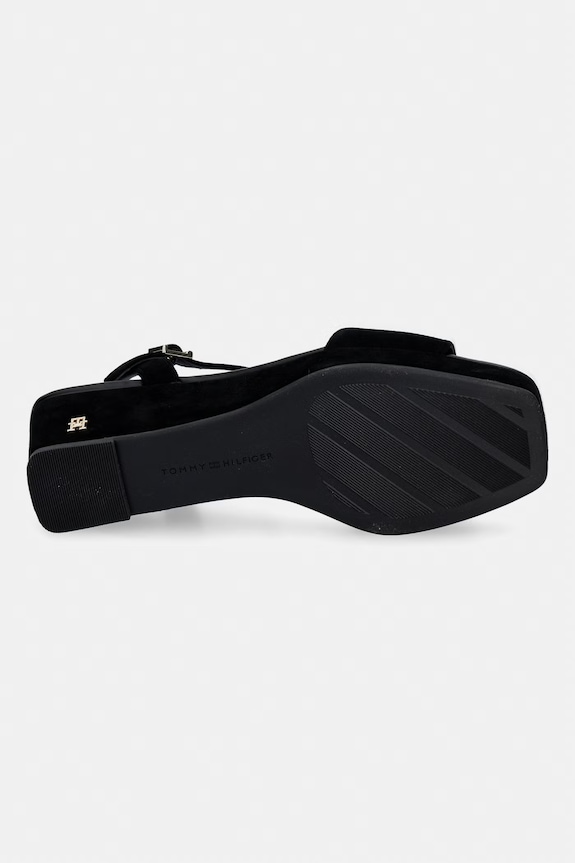 Tommy Hilfiger sandały na koturnie zamszowe SUEDE WRAPPED MID WEDGE FW0FW09235 czarny