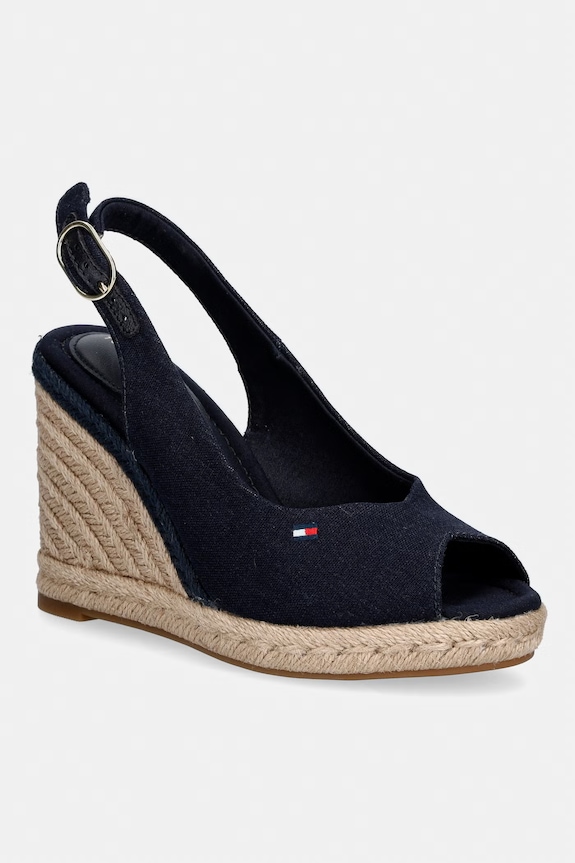 Tommy Hilfiger szandál éksarokkal FLAG HIGH WEDGE ESPAD SLINGBACK sötétkék FW0FW09343