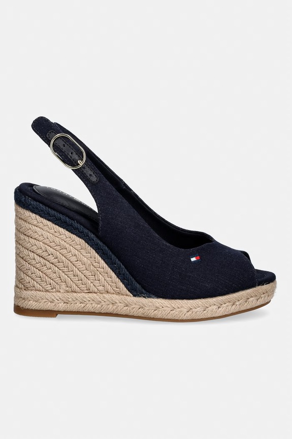 Tommy Hilfiger szandál éksarokkal FLAG HIGH WEDGE ESPAD SLINGBACK FW0FW09343 sötétkék SS26