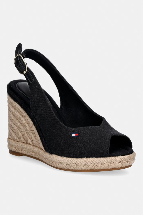 Tommy Hilfiger szandál éksarokkal FLAG HIGH WEDGE ESPAD SLINGBACK fekete FW0FW09343
