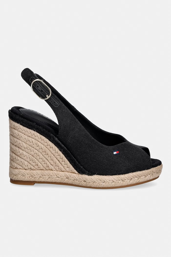 Tommy Hilfiger szandál éksarokkal FLAG HIGH WEDGE ESPAD SLINGBACK FW0FW09343 fekete SS26