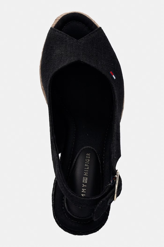 Tommy Hilfiger szandál éksarokkal FLAG HIGH WEDGE ESPAD SLINGBACK fekete FW0FW09343