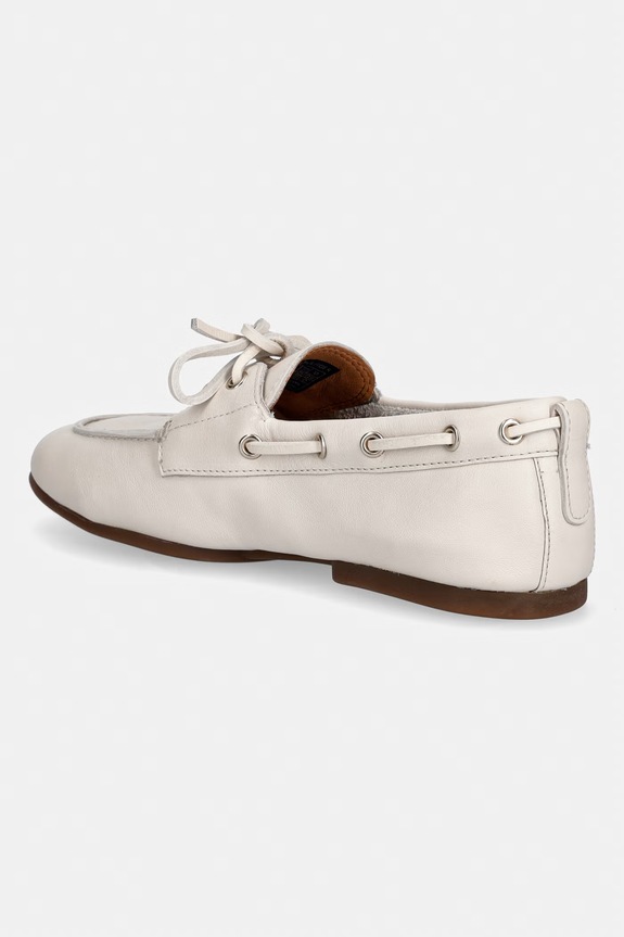 Cipők Tommy Hilfiger női bőr mokaszin TH SLEEK LEATHER BOAT SHOE FW0FW09148 bézs