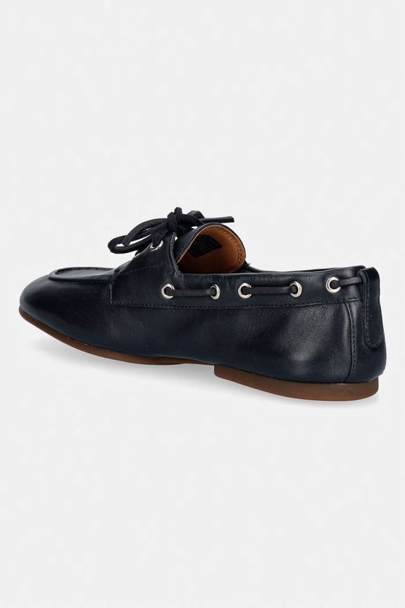 Cipők Tommy Hilfiger női bőr mokaszin TH SLEEK LEATHER BOAT SHOE FW0FW09148 sötétkék