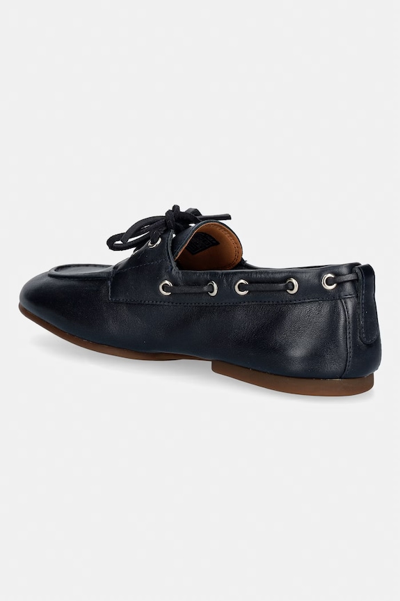 Cipők Tommy Hilfiger női bőr mokaszin TH SLEEK LEATHER BOAT SHOE FW0FW09148 sötétkék