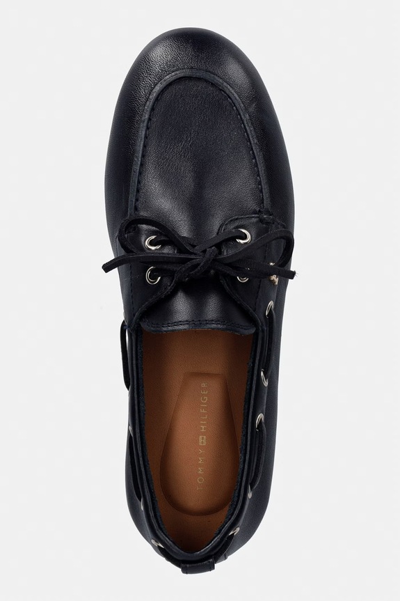 Tommy Hilfiger női bőr mokaszin TH SLEEK LEATHER BOAT SHOE sötétkék FW0FW09148