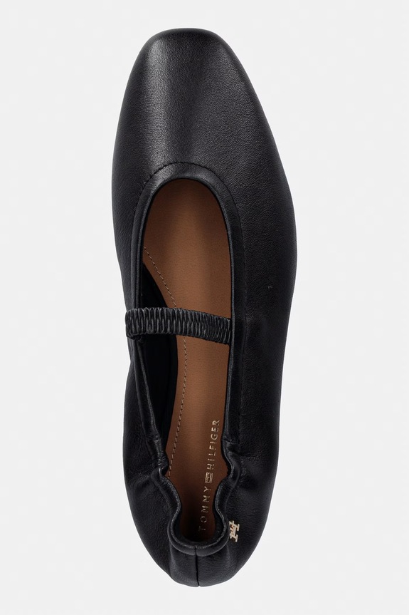 Tommy Hilfiger ballerine in pelle SOFT LEATHER ELLASTIC BALLERINA nero FW0FW09245