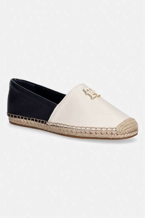 Tommy Hilfiger espadryle damskie TH LOGO LEATHER ESPADRILLE beżowy FW0FW09246