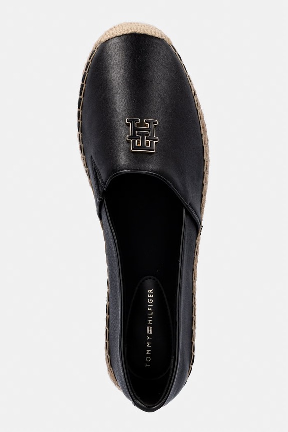 Tommy Hilfiger espadryle damskie TH LOGO LEATHER ESPADRILLE czarny FW0FW09246