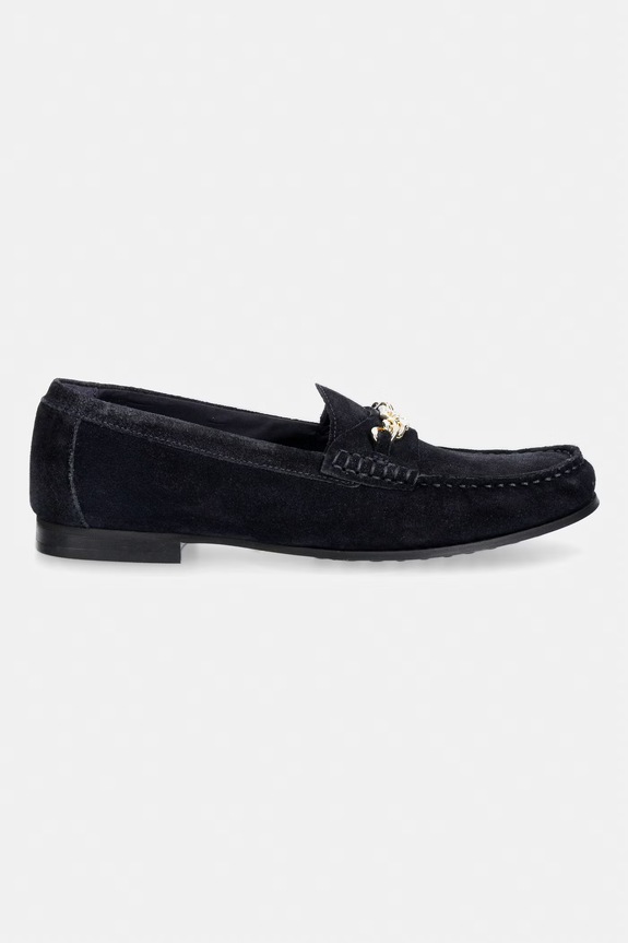 Tommy Hilfiger mokasyny damskie zamszowe TH CHAIN SUEDE LOAFER FW0FW09327 granatowy SS26