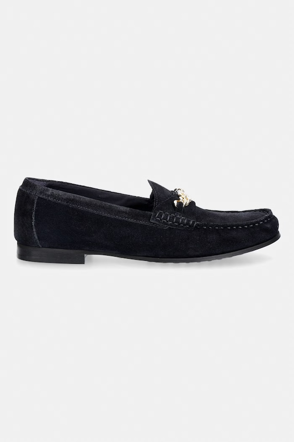 Tommy Hilfiger mokasyny damskie zamszowe TH CHAIN SUEDE LOAFER FW0FW09327 granatowy SS26
