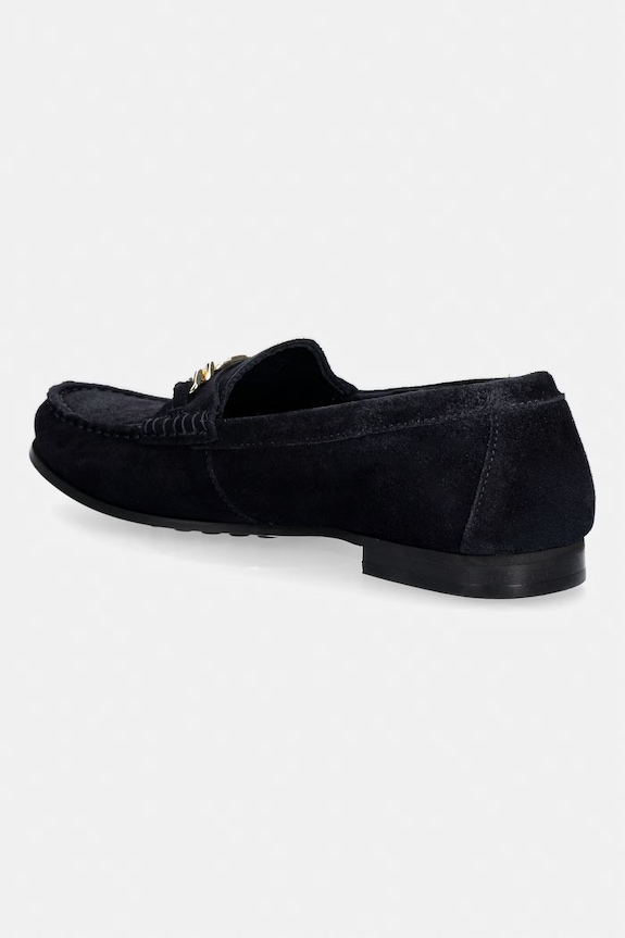 Obuwie Tommy Hilfiger mokasyny damskie zamszowe TH CHAIN SUEDE LOAFER FW0FW09327 granatowy