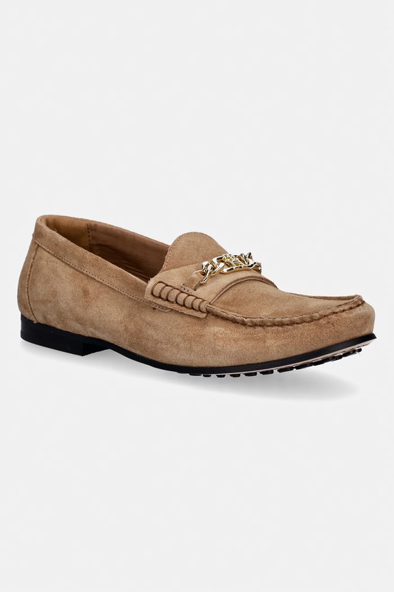 Tommy Hilfiger mokasyny damskie zamszowe TH CHAIN SUEDE LOAFER beżowy FW0FW09327