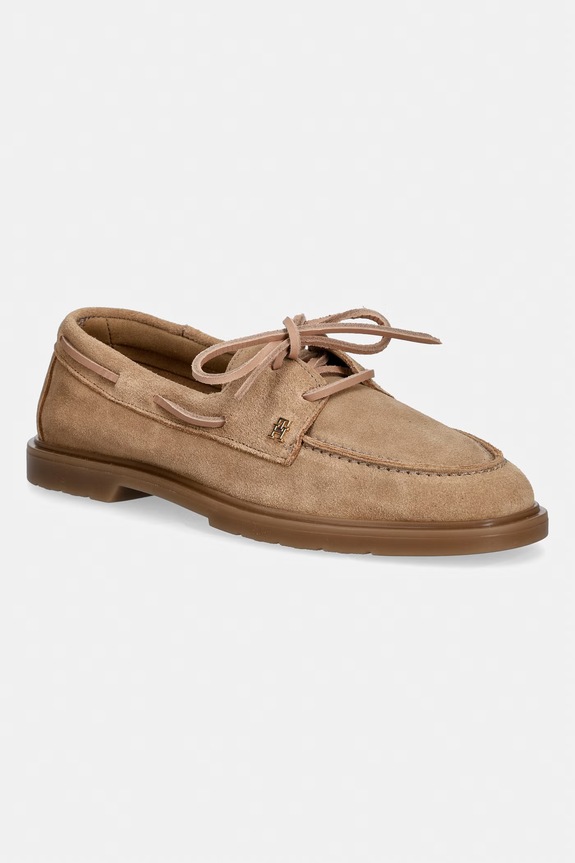 Tommy Hilfiger mokasyny damskie zamszowe LIGHT SUEDE BOAT SHOE brązowy FW0FW09337
