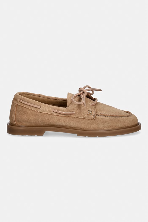 Tommy Hilfiger mokasyny damskie zamszowe LIGHT SUEDE BOAT SHOE FW0FW09337 brązowy SS26