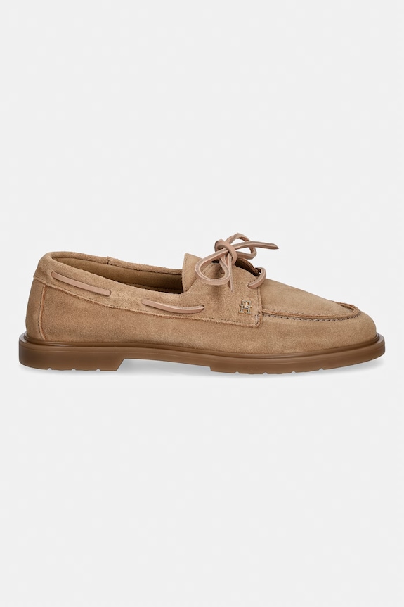 Tommy Hilfiger mokasyny damskie zamszowe LIGHT SUEDE BOAT SHOE FW0FW09337 brązowy SS26