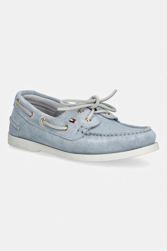 Tommy Hilfiger mokaszin női velúr HILFIGER SUEDE BOAT SHOE kék FW0FW09338