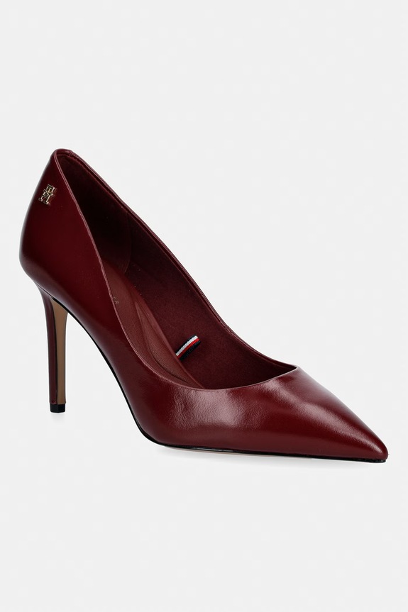 Tommy Hilfiger štikle od kože ESSENTIAL POINTED PUMP bordo FW0FW09362