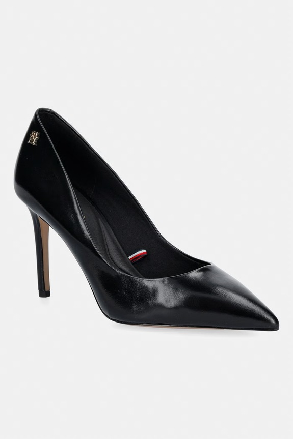 Tommy Hilfiger štikle od kože ESSENTIAL POINTED PUMP crna FW0FW09362