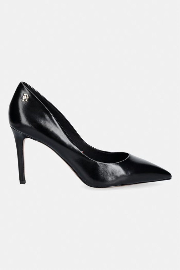 Tommy Hilfiger štikle od kože ESSENTIAL POINTED PUMP FW0FW09362 crna SS26
