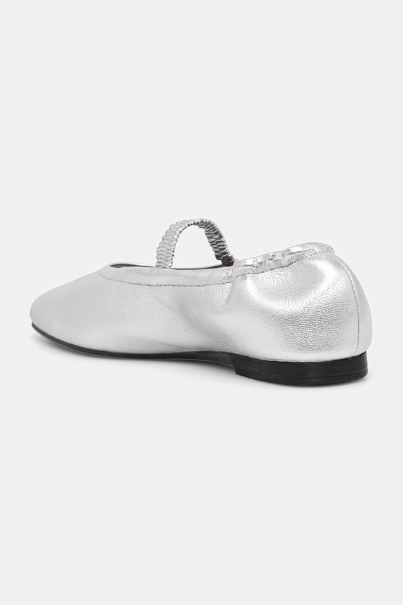 Scarpe Tommy Hilfiger ballerine in pelle SILVER LTH ELLASTIC BALLERINA FW0FW09466 argento