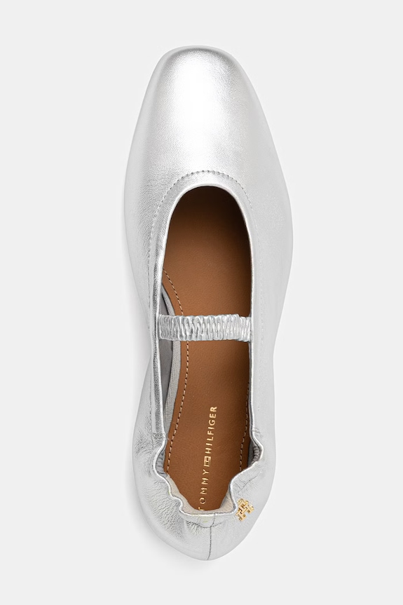 Tommy Hilfiger ballerine in pelle SILVER LTH ELLASTIC BALLERINA argento FW0FW09466