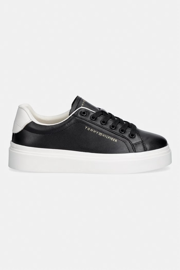 Tommy Hilfiger TH CHIC CUPSOLE PLATFORM tenisky dámske kožené FW0FW09107 čierna SS26