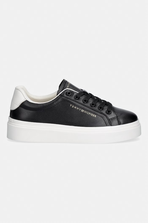 Tommy Hilfiger TH CHIC CUPSOLE PLATFORM tenisky dámske kožené FW0FW09107 čierna SS26