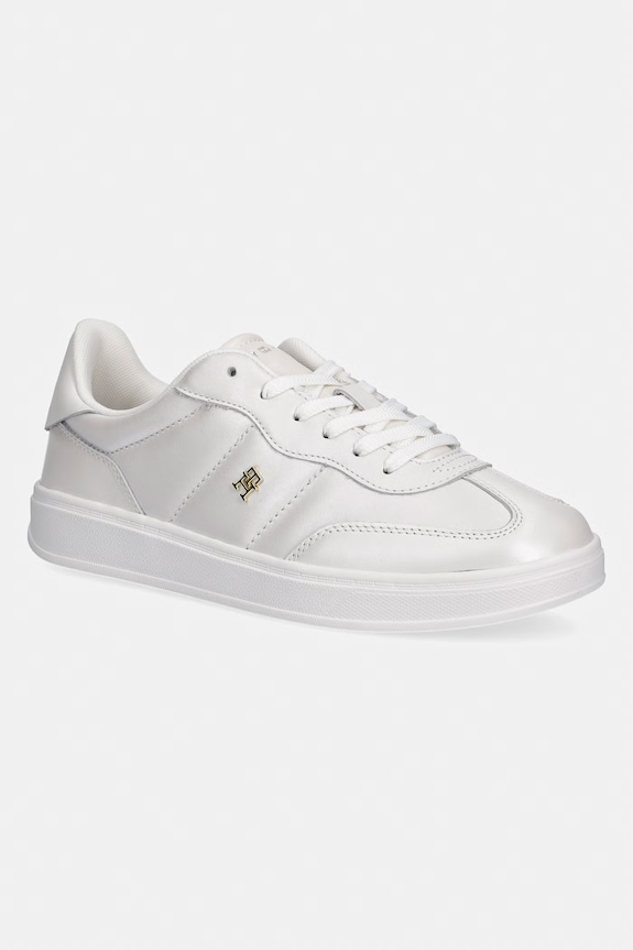 Tommy Hilfiger TH HERITAGE SHINY SNEAKER sneakers de damă din piele alb FW0FW09179