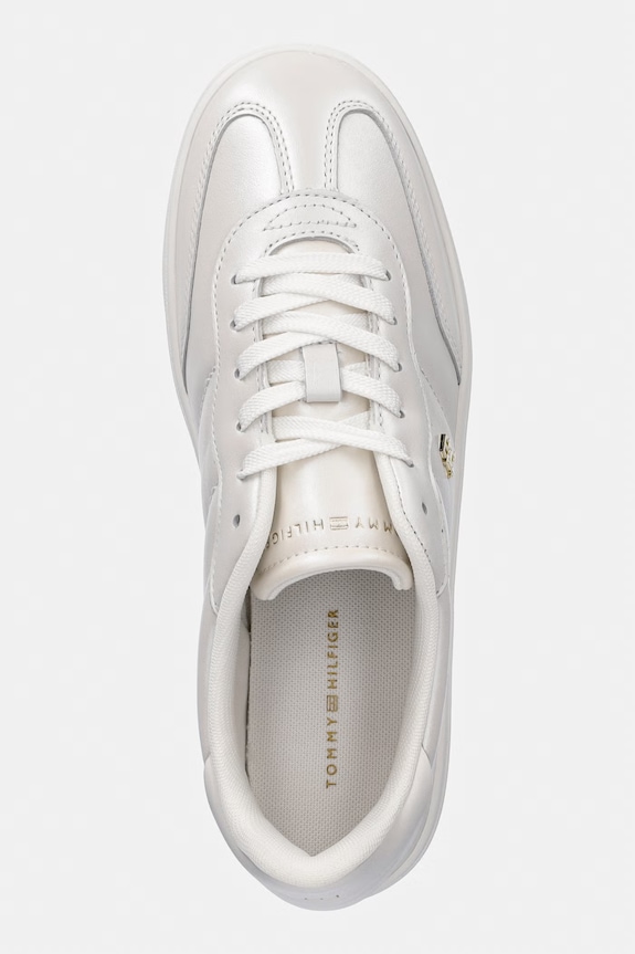Tommy Hilfiger TH HERITAGE SHINY SNEAKER sneakers de damă din piele alb FW0FW09179