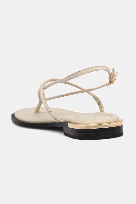 Încălțăminte Tommy Hilfiger sandale de damă din piele GOLD HEEL DRESSY SANDAL FW0FW09124 bej
