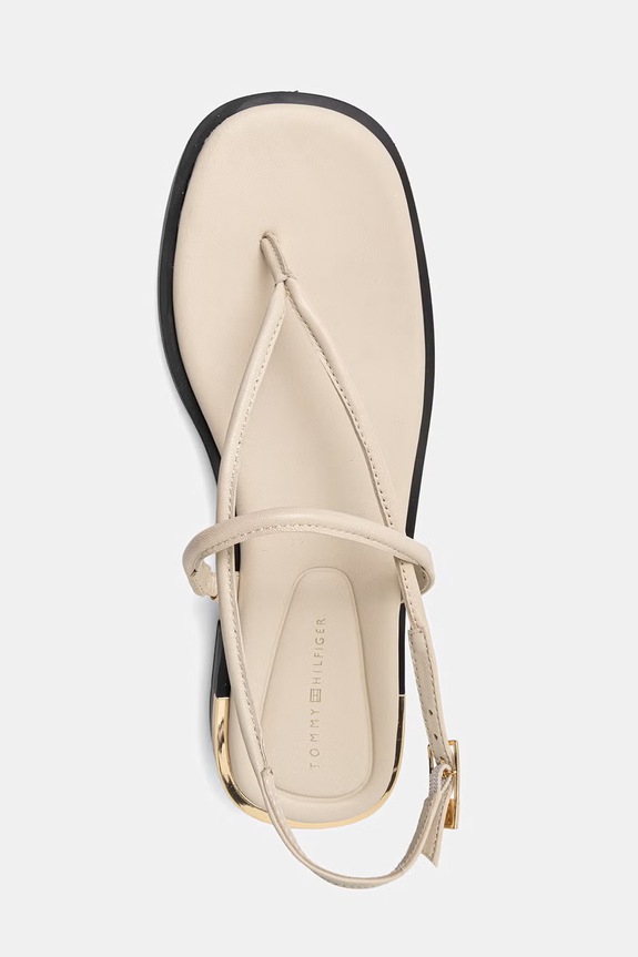 Tommy Hilfiger sandale de damă din piele GOLD HEEL DRESSY SANDAL bej FW0FW09124