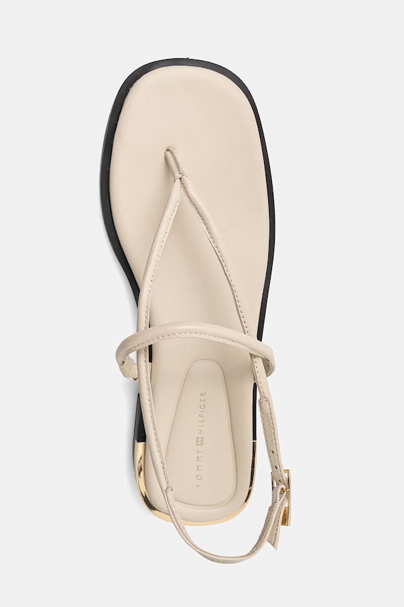 Tommy Hilfiger sandale de damă din piele GOLD HEEL DRESSY SANDAL bej FW0FW09124