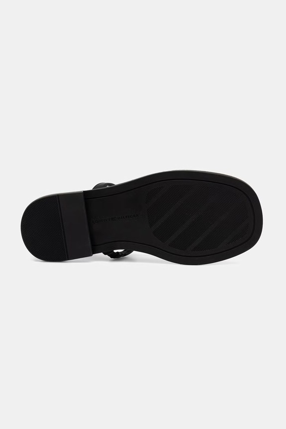 Tommy Hilfiger sandále dámske kožené GOLD HEEL DRESSY SANDAL FW0FW09124 čierna