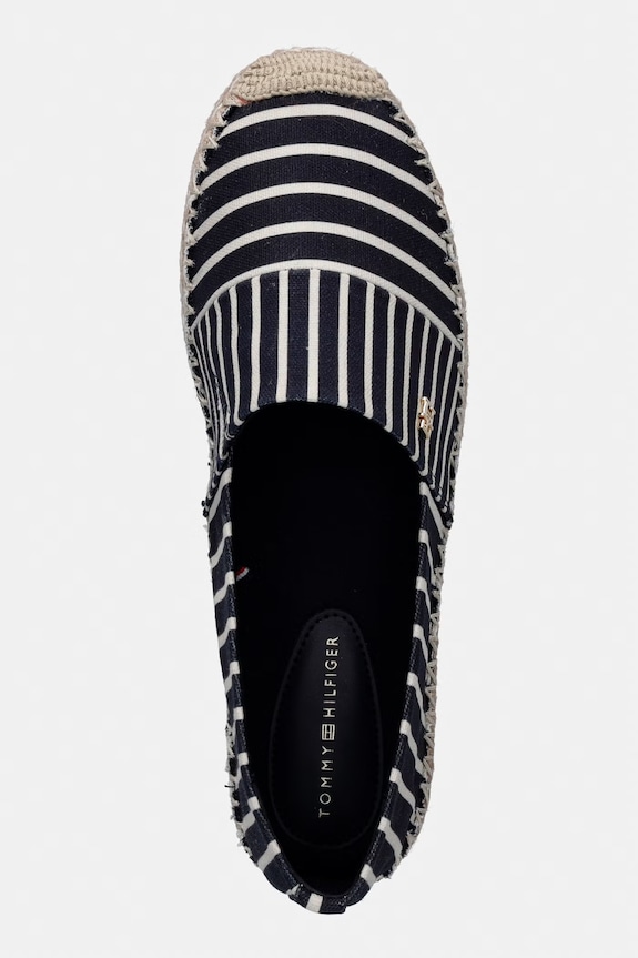 Tommy Hilfiger espadrile pentru femei TH PLATFORM ESPADRILLE STRIPES bleumarin FW0FW09143