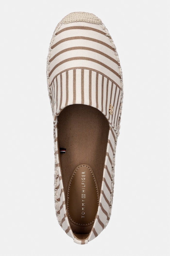 Tommy Hilfiger espadrile pentru femei TH PLATFORM ESPADRILLE STRIPES bej FW0FW09143