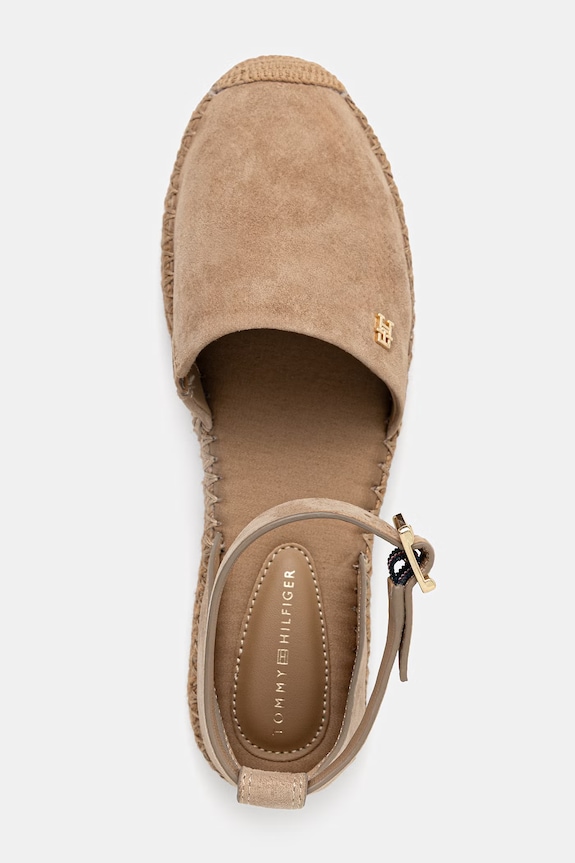Tommy Hilfiger espadrilky na platforme dámske semišové TH PLATFORM ESPAD SUEDE STRAP béžová FW0FW09144