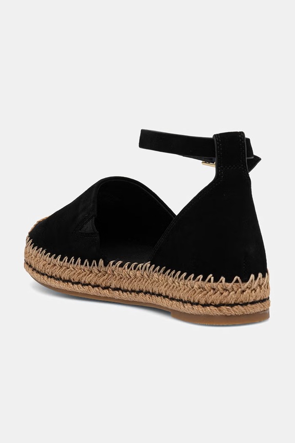 Încălțăminte Tommy Hilfiger espadrile cu platformă de damă din piele întoarsă TH PLATFORM ESPAD SUEDE STRAP FW0FW09144 negru
